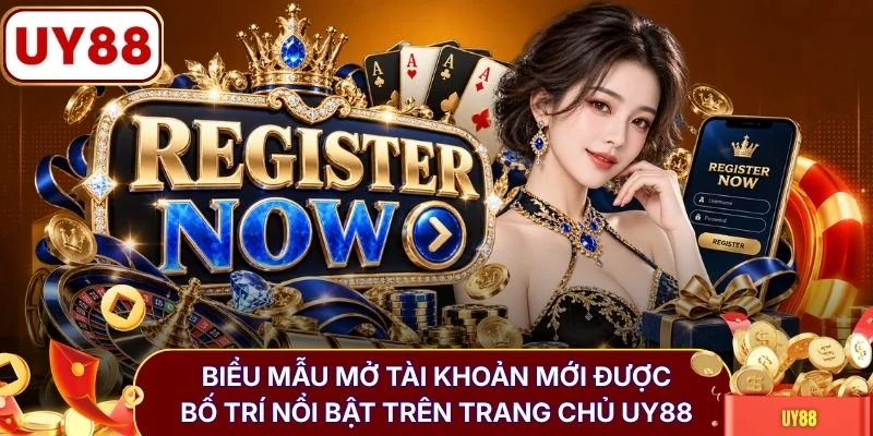 Biểu mẫu mở tài khoản mới được bố trí nổi bật trên trang chủ UY88
